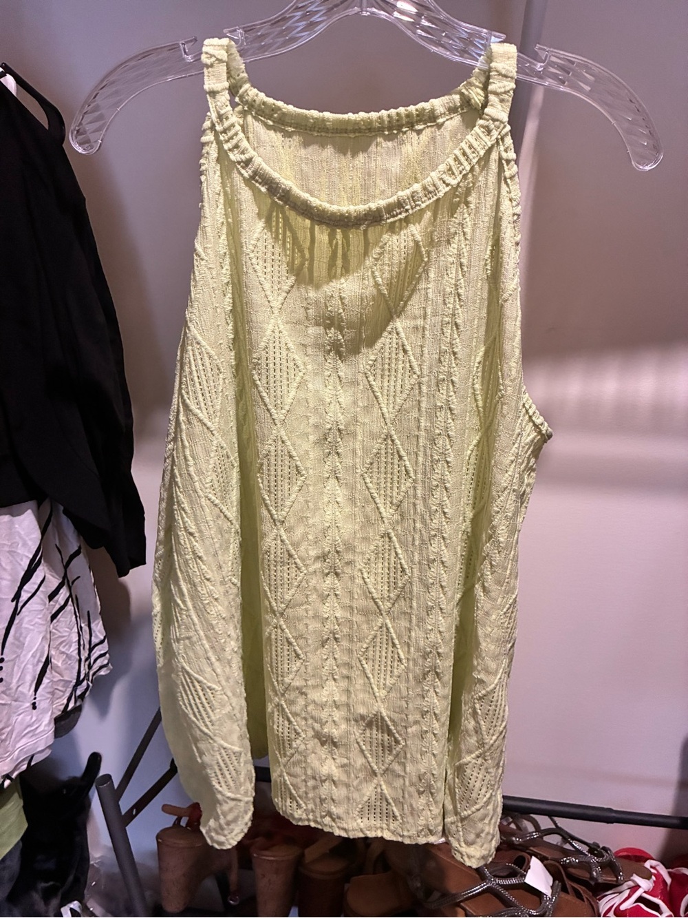 SHEIN Light Lime Textured Knit Tank Top